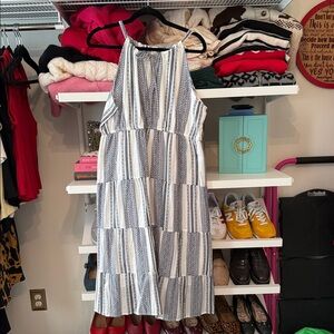 Studio West Navy and White Patterned Top